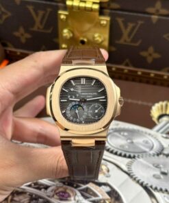 Alternative view of Patek Philippe Nautilus 5712R Replica Watches Gray Dial Leather Strap Engraving Machine PPF Factory 40mm
