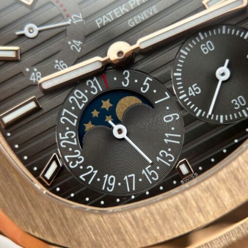 Patek Philippe Nautilus 5712R Replica Watches Gray Dial Leather Strap Engraving Machine PPF Factory 40mm - Image 6