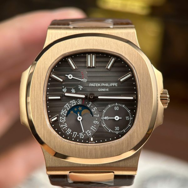 Patek Philippe Nautilus 5712R Replica Watches Gray Dial Leather Strap Engraving Machine PPF Factory 40mm - Image 3