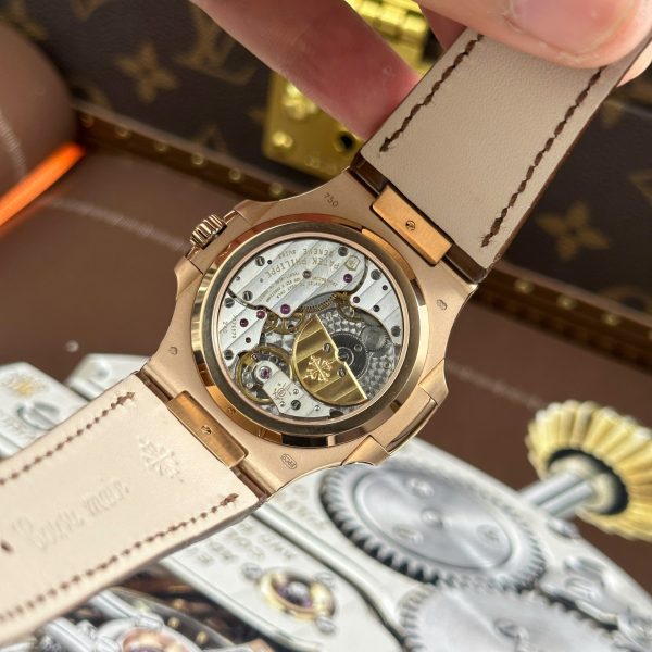 Patek Philippe Nautilus 5712R Replica Watches Gray Dial Leather Strap Engraving Machine PPF Factory 40mm - Image 10