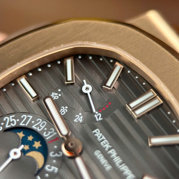 Patek Philippe Nautilus 5712R Replica Watches Gray Dial Leather Strap Engraving Machine PPF Factory 40mm - Image 5