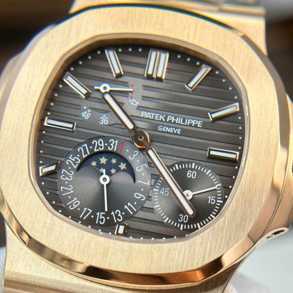 Patek Philippe Nautilus 5712R Imitation Watches Gray Dial Metal Wire Engraving Machine PPF Factory 40mm - Image 5