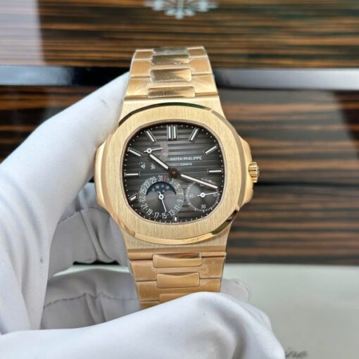 Patek Philippe Nautilus 5712R Imitation Watches Gray Dial Metal Wire Engraving Machine PPF Factory 40mm - Image 2