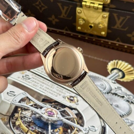 Rolex Cellini Moonphase 50535 Rose Gold Imitation Watches Brown Leather Strap KZ Factory 39mm - Image 12
