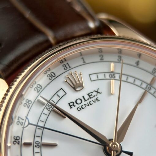 Rolex Cellini Moonphase 50535 Rose Gold Imitation Watches Brown Leather Strap KZ Factory 39mm - Image 9