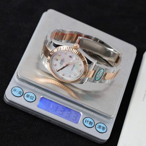 Rolex DateJust MOP Dial Replica Watches Demi Rose Gold Oyster Strap Clean Factory 41mm - Image 3