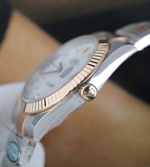 Rolex DateJust MOP Dial Replica Watches Demi Rose Gold Oyster Strap Clean Factory 41mm - Image 8