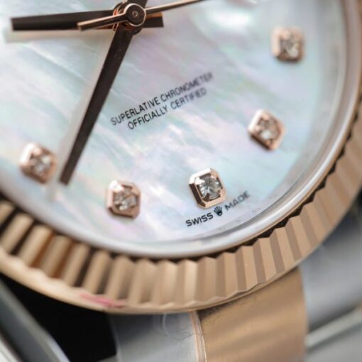 Rolex DateJust MOP Dial Replica Watches Demi Rose Gold Oyster Strap Clean Factory 41mm - Image 7
