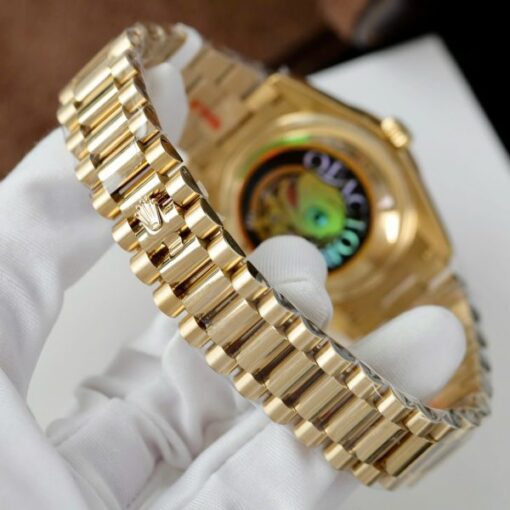 Rolex Day-Date Copies Watches 18K Gold Wrapped + Moissanite Diamonds QF Factory 36mm - Image 10
