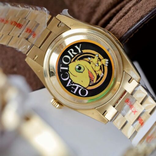 Rolex Day-Date Copies Watches 18K Gold Wrapped + Moissanite Diamonds QF Factory 36mm - Image 9