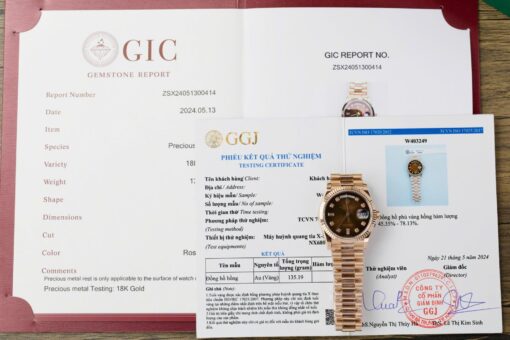 Rolex Day-Date Imitation Watches 18K Gold Wrapped Chocolate Dial 36mm