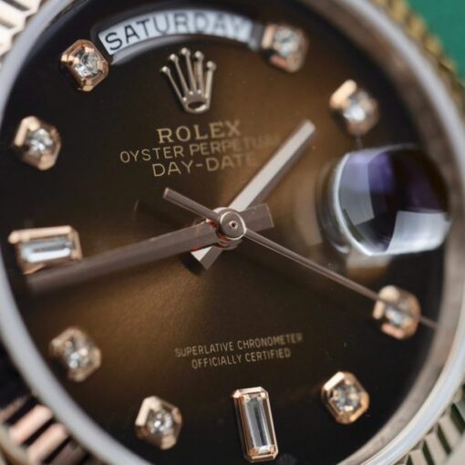 Rolex Day-Date Imitation Watches 18K Gold Wrapped Chocolate Dial 36mm - Image 4