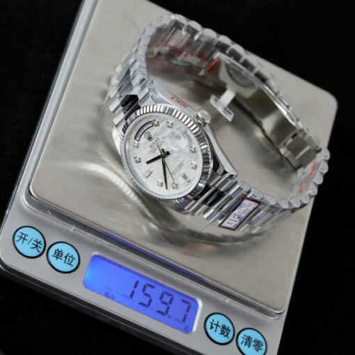 Rolex Day-Date Meteorite Dial Imitation Watches Moissanite Diamonds Custom QF Factory 36mm - Image 3