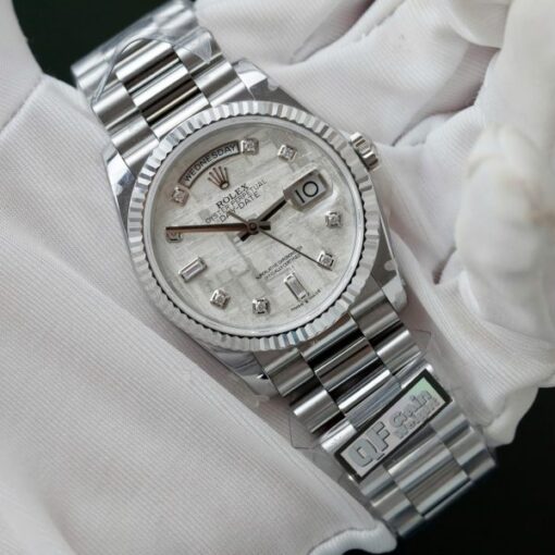 Rolex Day-Date Meteorite Dial Imitation Watches Moissanite Diamonds Custom QF Factory 36mm - Image 4