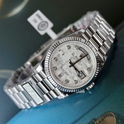 Rolex Day-Date Meteorite Dial Imitation Watches Moissanite Diamonds Custom QF Factory 36mm - Image 5