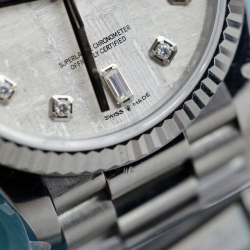 Rolex Day-Date Meteorite Dial Imitation Watches Moissanite Diamonds Custom QF Factory 36mm - Image 7
