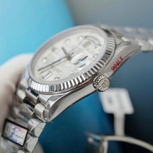 Rolex Day-Date Meteorite Dial Imitation Watches Moissanite Diamonds Custom QF Factory 36mm - Image 8