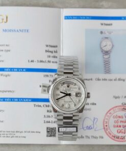 Alternative view of Rolex Day-Date Meteorite Dial Imitation Watches Moissanite Diamonds Custom QF Factory 36mm