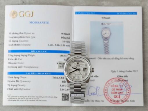 Rolex Day-Date Meteorite Dial Imitation Watches Moissanite Diamonds Custom QF Factory 36mm - Image 2