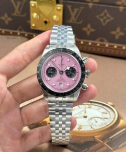 Alternative view of Tudor Black Bay Chronograph Copies Watches Pink Dial Metal Wire ZF Factory 41mm
