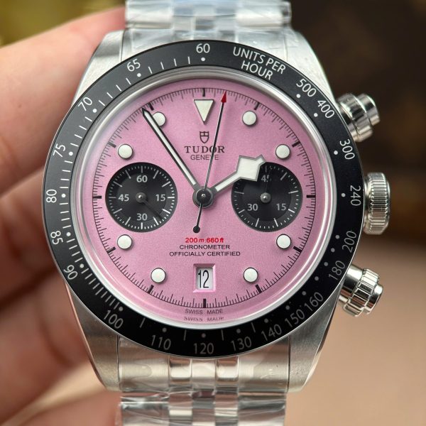 Tudor Black Bay Chronograph Copies Watches Pink Dial Metal Wire ZF Factory 41mm - Image 5