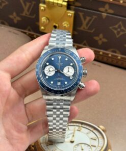 Tudor Black Bay Chronograph Replica Watches Blue Dial Metal Wire ZF Factory 41mm