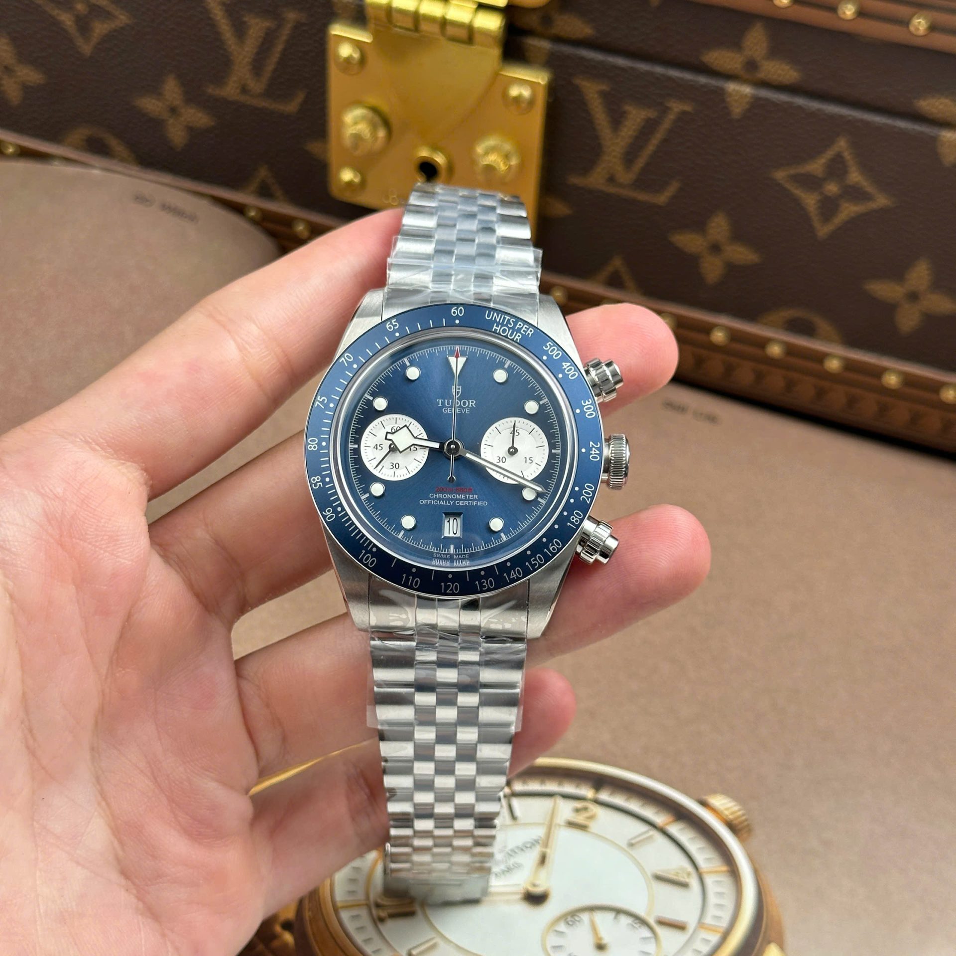 Tudor Black Bay Chronograph Replica Watches Blue Dial Metal Wire ZF Factory 41mm