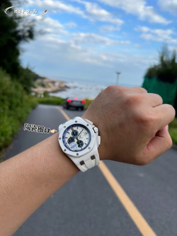 Audemars Piguet Replica Watches Royal Oak Offshore Chronograph 26402CB White Ceramic Rubber Strap 44mm - Image 6