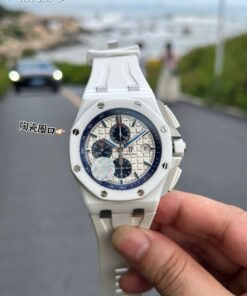 Audemars Piguet Replica Watches Royal Oak Offshore Chronograph 26402CB White Ceramic Rubber Strap 44mm
