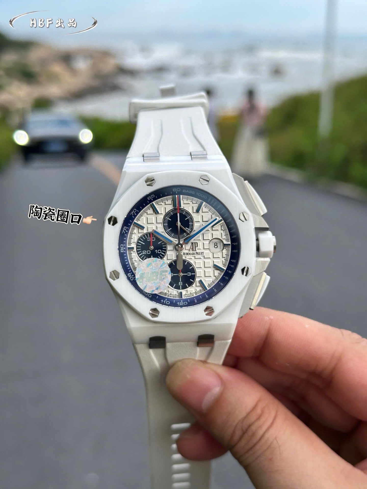 Audemars Piguet Replica Watches Royal Oak Offshore Chronograph 26402CB White Ceramic Rubber Strap 44mm