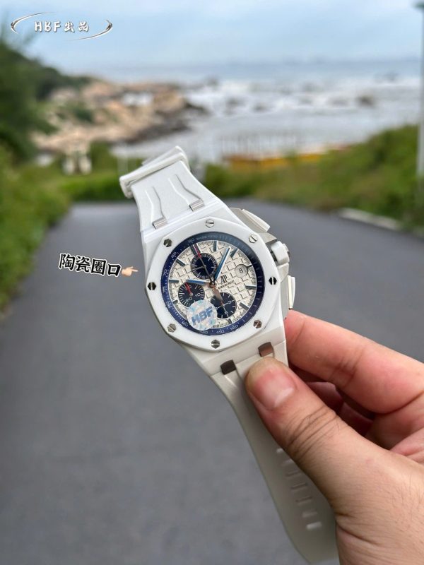 Audemars Piguet Replica Watches Royal Oak Offshore Chronograph 26402CB White Ceramic Rubber Strap 44mm - Image 4