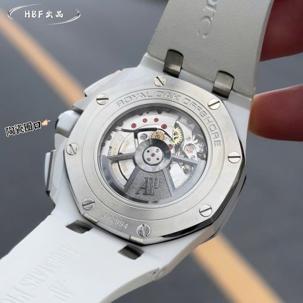 Audemars Piguet Replica Watches Royal Oak Offshore Chronograph 26402CB White Ceramic Rubber Strap 44mm - Image 8