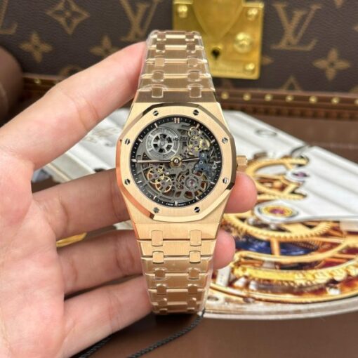 Audemars Piguet Imitation Watches Royal Oak Jumbo Extra-thin Openworked 16204 Skeleton Dial Rose Gold ZF Factory 39mm - Image 2