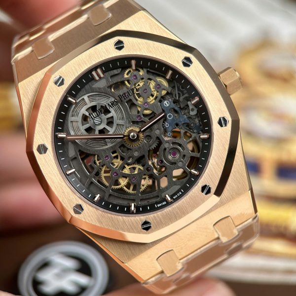 Audemars Piguet Imitation Watches Royal Oak Jumbo Extra-thin Openworked 16204 Skeleton Dial Rose Gold ZF Factory 39mm - Image 5
