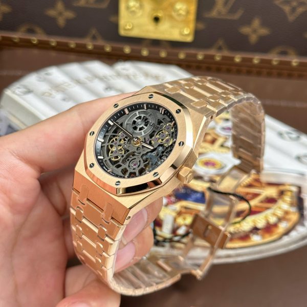 Audemars Piguet Imitation Watches Royal Oak Jumbo Extra-thin Openworked 16204 Skeleton Dial Rose Gold ZF Factory 39mm - Image 6