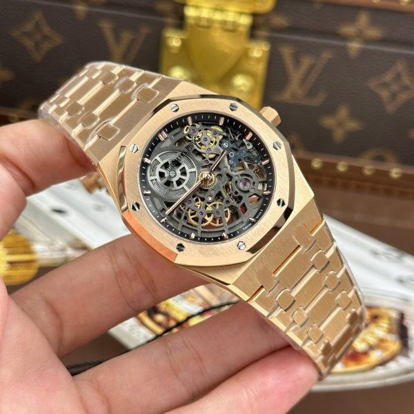 Audemars Piguet Imitation Watches Royal Oak Jumbo Extra-thin Openworked 16204 Skeleton Dial Rose Gold ZF Factory 39mm - Image 3