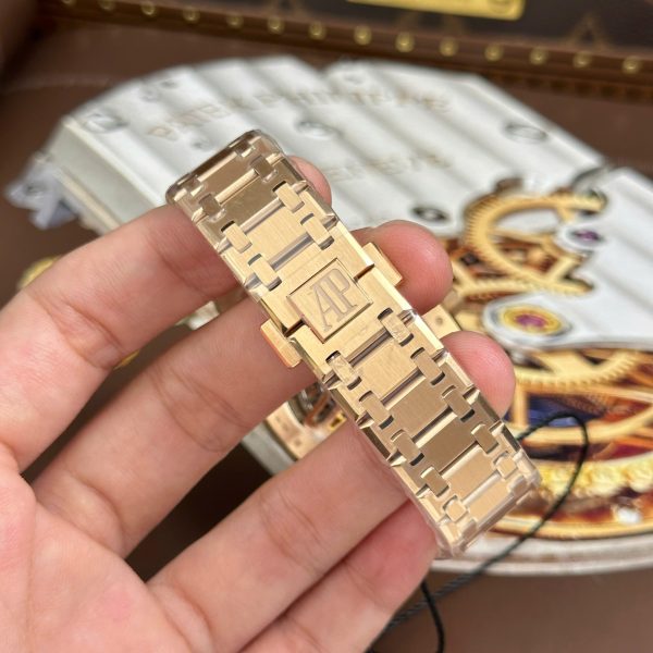 Audemars Piguet Imitation Watches Royal Oak Jumbo Extra-thin Openworked 16204 Skeleton Dial Rose Gold ZF Factory 39mm - Image 14