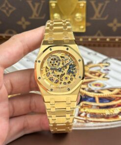 Audemars Piguet Knock Off Watches Royal Oak Jumbo Extra-thin Openworked 16204 Skeleton Dial Yellow ZF Factory 39mm