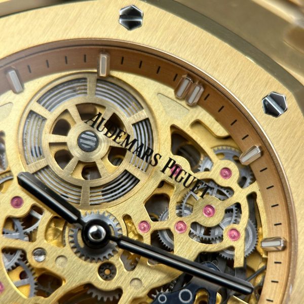 Audemars Piguet Knock Off Watches Royal Oak Jumbo Extra-thin Openworked 16204 Skeleton Dial Yellow ZF Factory 39mm - Image 7