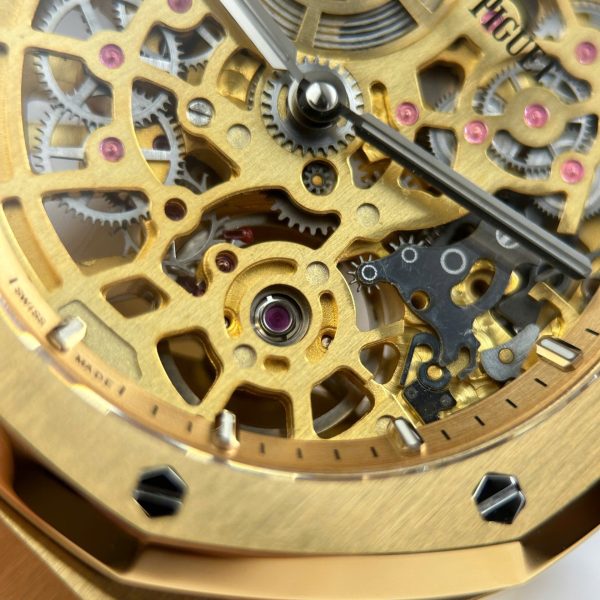 Audemars Piguet Knock Off Watches Royal Oak Jumbo Extra-thin Openworked 16204 Skeleton Dial Yellow ZF Factory 39mm - Image 10