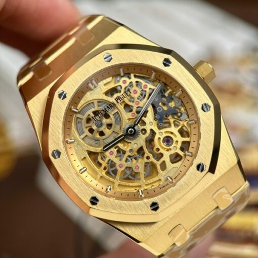 Audemars Piguet Knock Off Watches Royal Oak Jumbo Extra-thin Openworked 16204 Skeleton Dial Yellow ZF Factory 39mm - Image 6