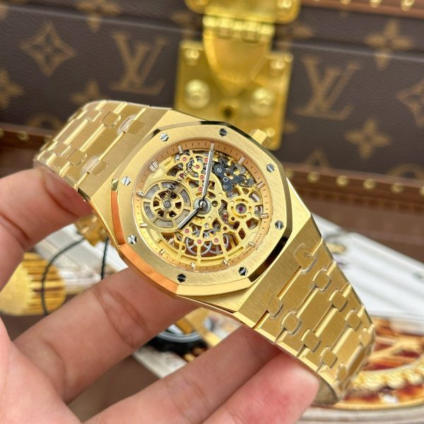 Audemars Piguet Knock Off Watches Royal Oak Jumbo Extra-thin Openworked 16204 Skeleton Dial Yellow ZF Factory 39mm - Image 3