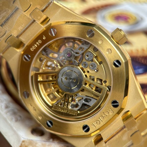 Audemars Piguet Knock Off Watches Royal Oak Jumbo Extra-thin Openworked 16204 Skeleton Dial Yellow ZF Factory 39mm - Image 11