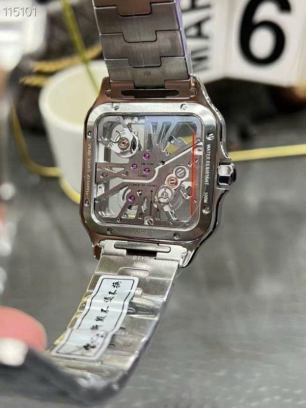 Cartier Santos CRWHSA0015 Replica Watches Skeleton Dial Metal Wire THB Factory 39.8mm - Image 8