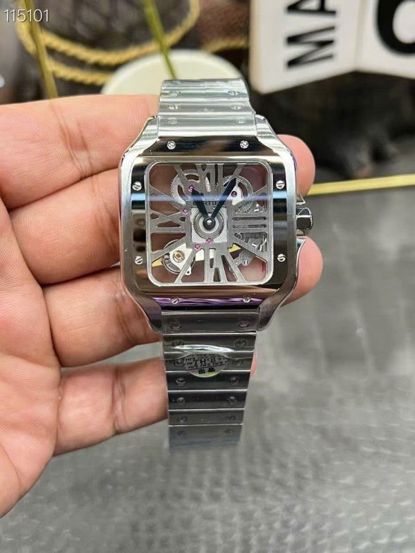 Cartier Santos CRWHSA0015 Replica Watches Skeleton Dial Metal Wire THB Factory 39.8mm - Image 2