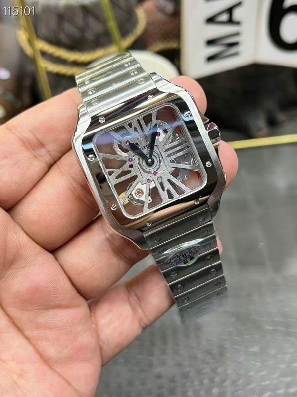 Cartier Santos CRWHSA0015 Replica Watches Skeleton Dial Metal Wire THB Factory 39.8mm - Image 3
