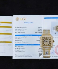 Alternative view of Cartier Santos Yellow Imitation Watches Full Moissanite Diamonds Custom BVF 39.8mm