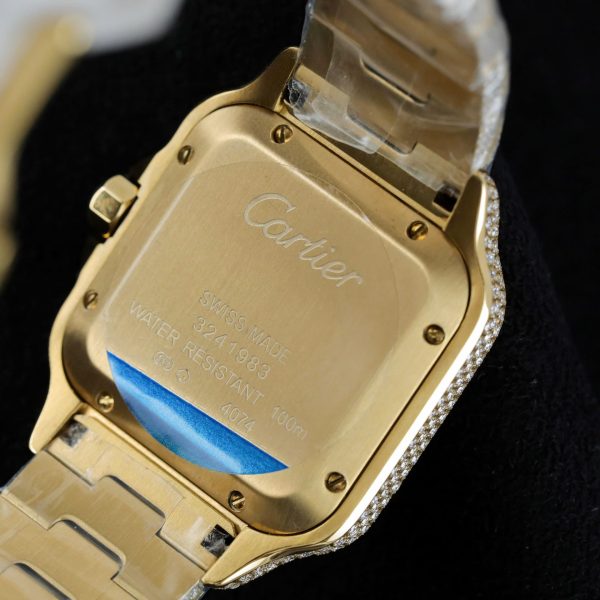 Cartier Santos Yellow Imitation Watches Full Moissanite Diamonds Custom BVF 39.8mm - Image 12