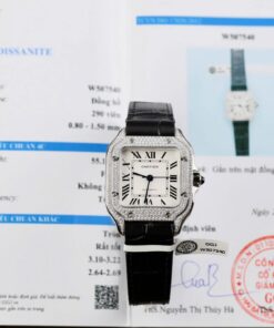 Cartier Santos Women’s Replica Watches Moissanite Diamonds Custom BV Factory 35.2mm