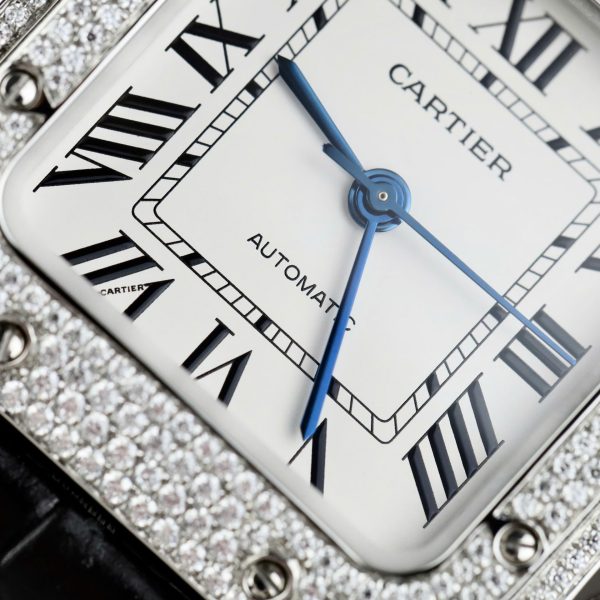 Cartier Santos Women’s Replica Watches Moissanite Diamonds Custom BV Factory 35.2mm - Image 7
